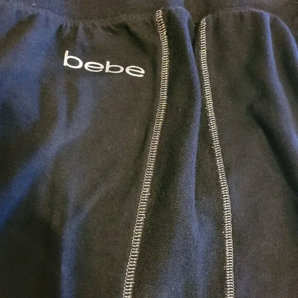 Bebe Women's Size XL Black Joggers With Logo Contrast Stitching Drawstring Waist - Picture 6 of 10